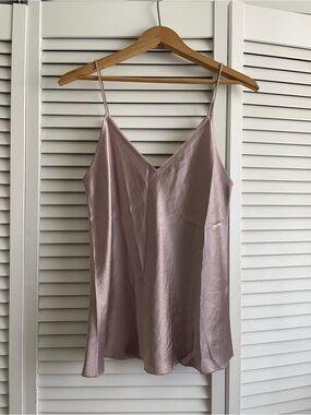Massimo Dutti Satin V-Neck Camisole | Dusty Vintage Pink | Size S